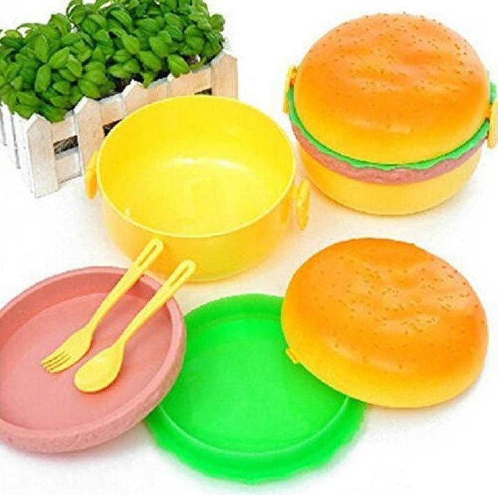 Adcollections 3 Layer Burger Style Lunch Box for Kids