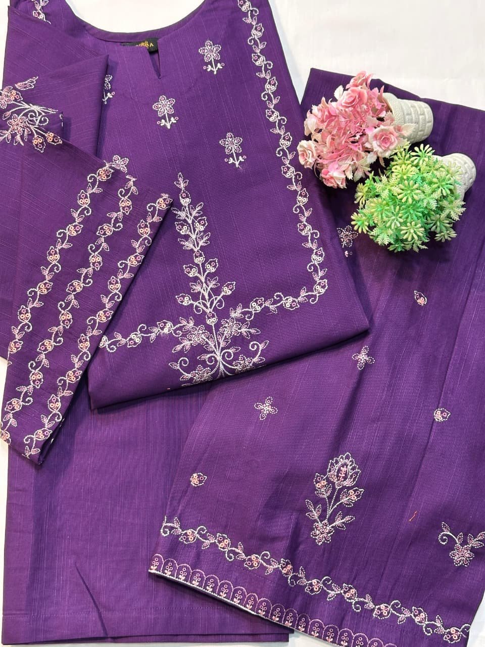 Embroidered Khaddar solids *Shirt