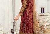 Chiffon suit with heavy net embroidery Dupatta