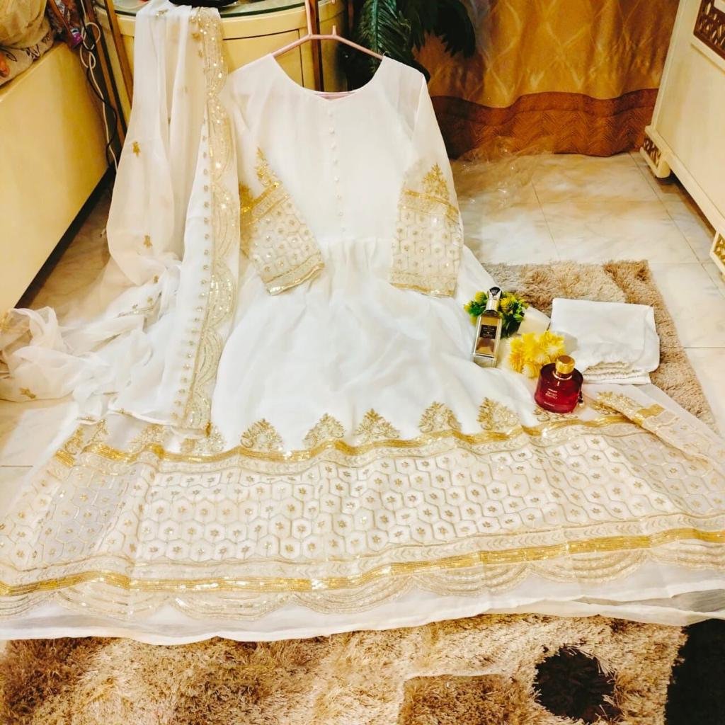 Border Sleeve Heavy Sequence Embroidery With Sequence Embroidery Dupatta 3pcs