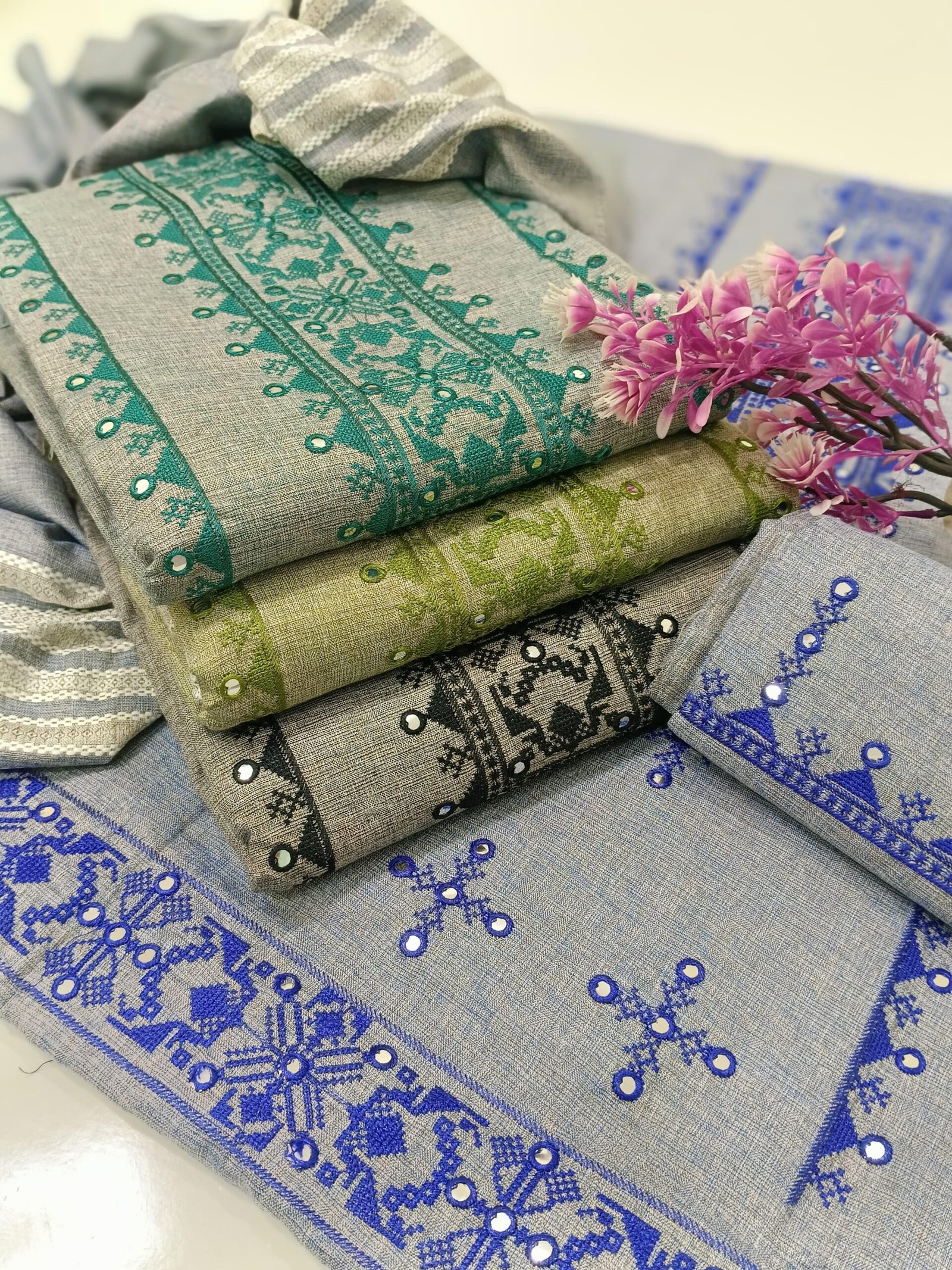 Sussi Sequence Embroidery Work 3 Pc Dresses Along with Shawl Dupatta*