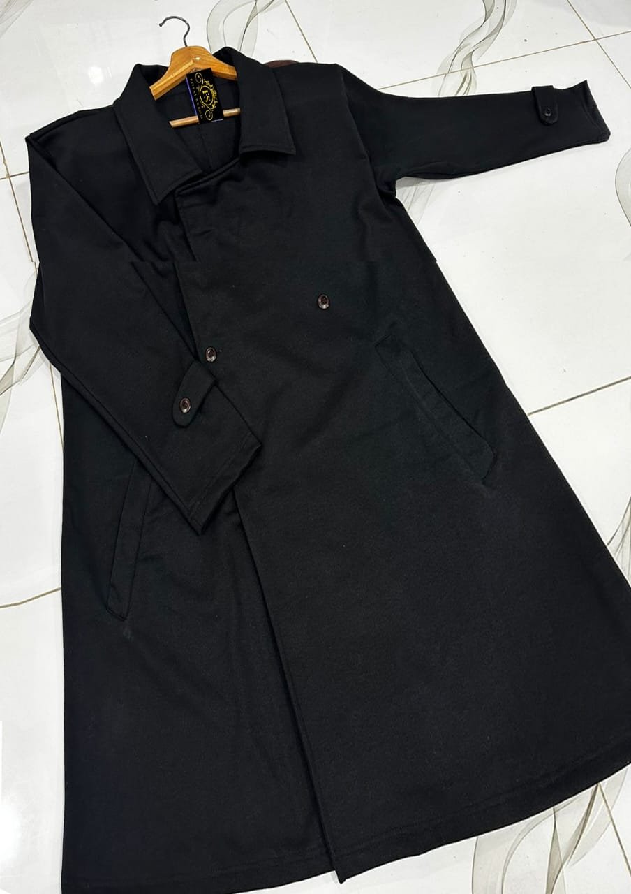 Both Sided Pockets With Long Sleeves Kaaj Buttons Fleece Women Coat