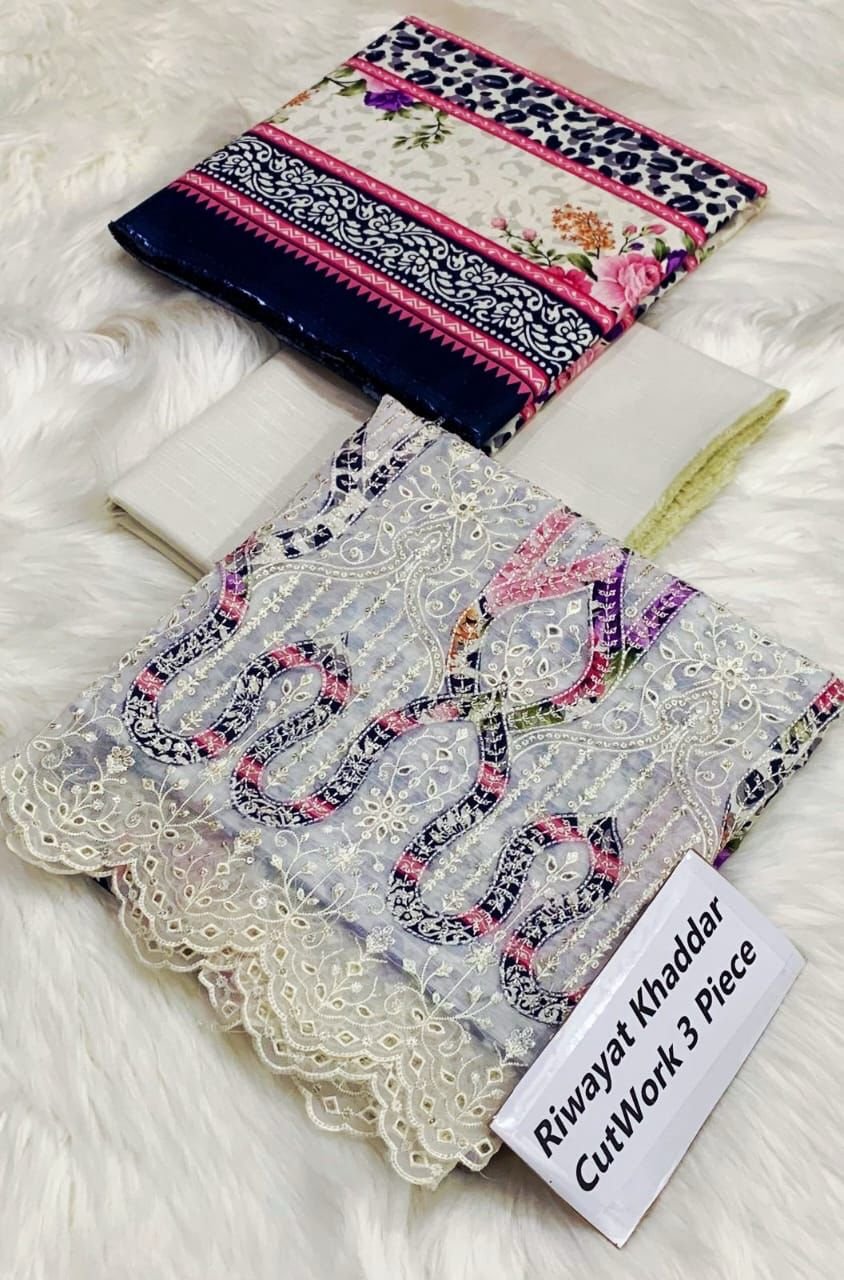 New update New Volume Riwayat cuttwork khaddar 3pc Collection