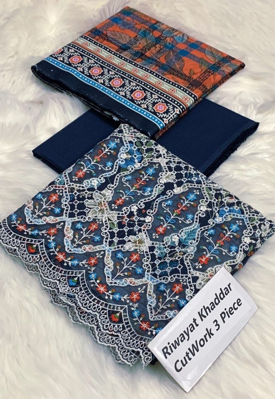 New update New Volume Riwayat cuttwork khaddar 3pc Collection