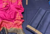 Shirt* Neck Embroidery Patch *Sleeves* Embroidery Patch *Dupatta* *Digital Printed wool shawl* *Trouser* dyed with patch