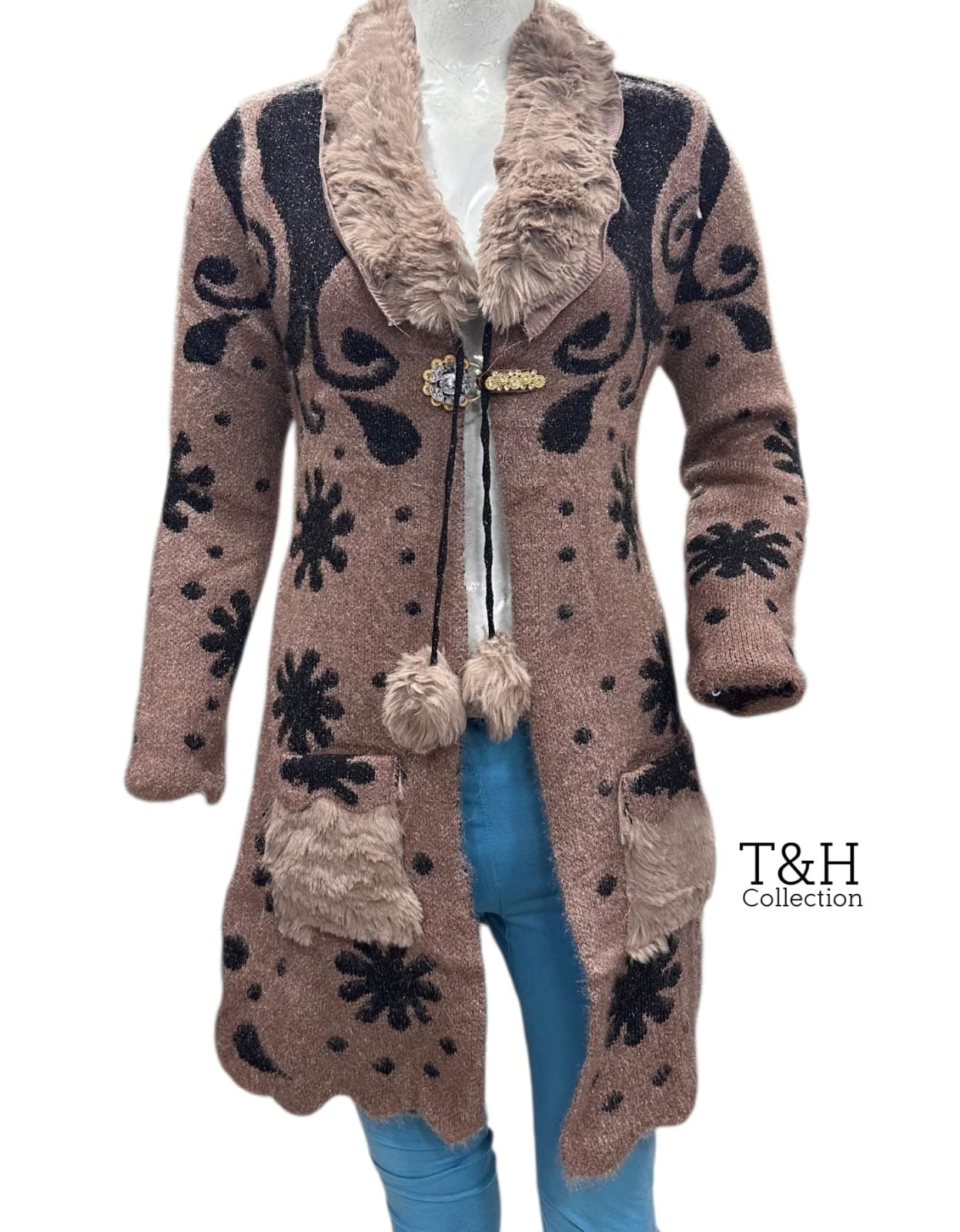 3.p long Cardigan Stuff china wool