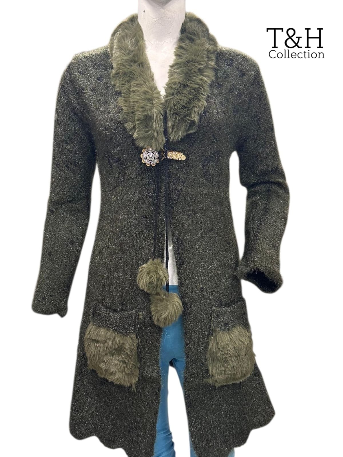 3.p long Cardigan Stuff china wool