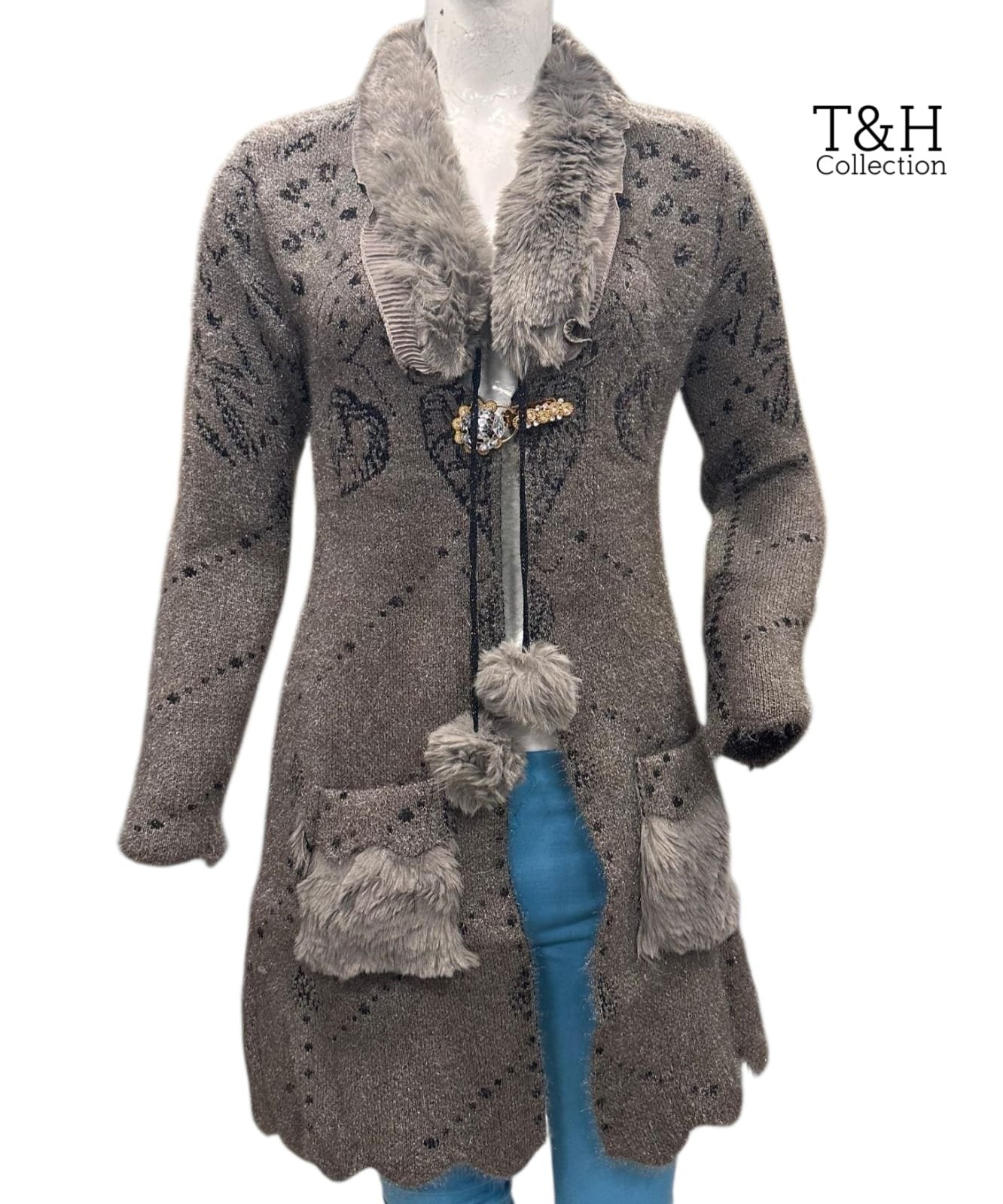 3.p long Cardigan Stuff china wool