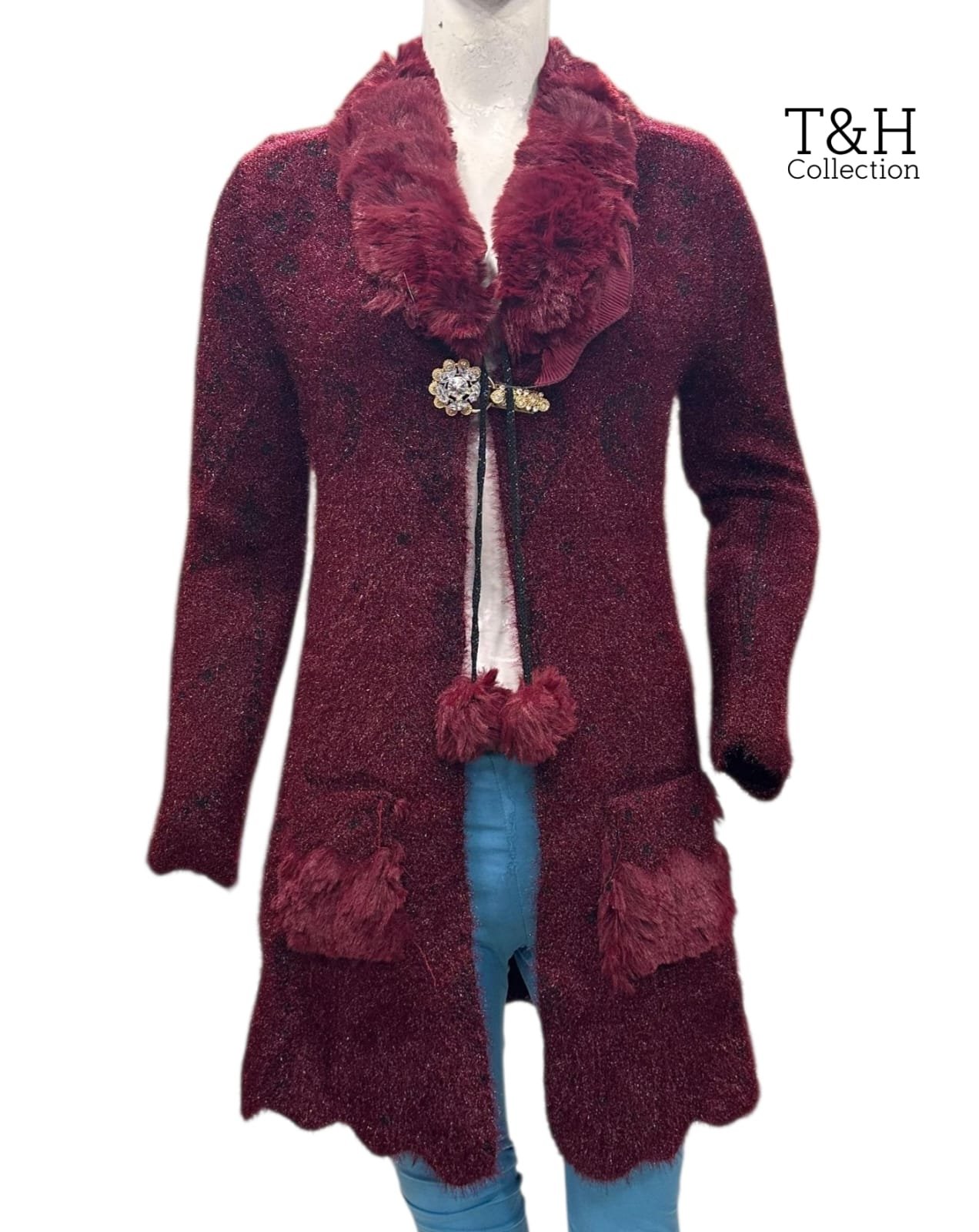 3.p long Cardigan Stuff china wool