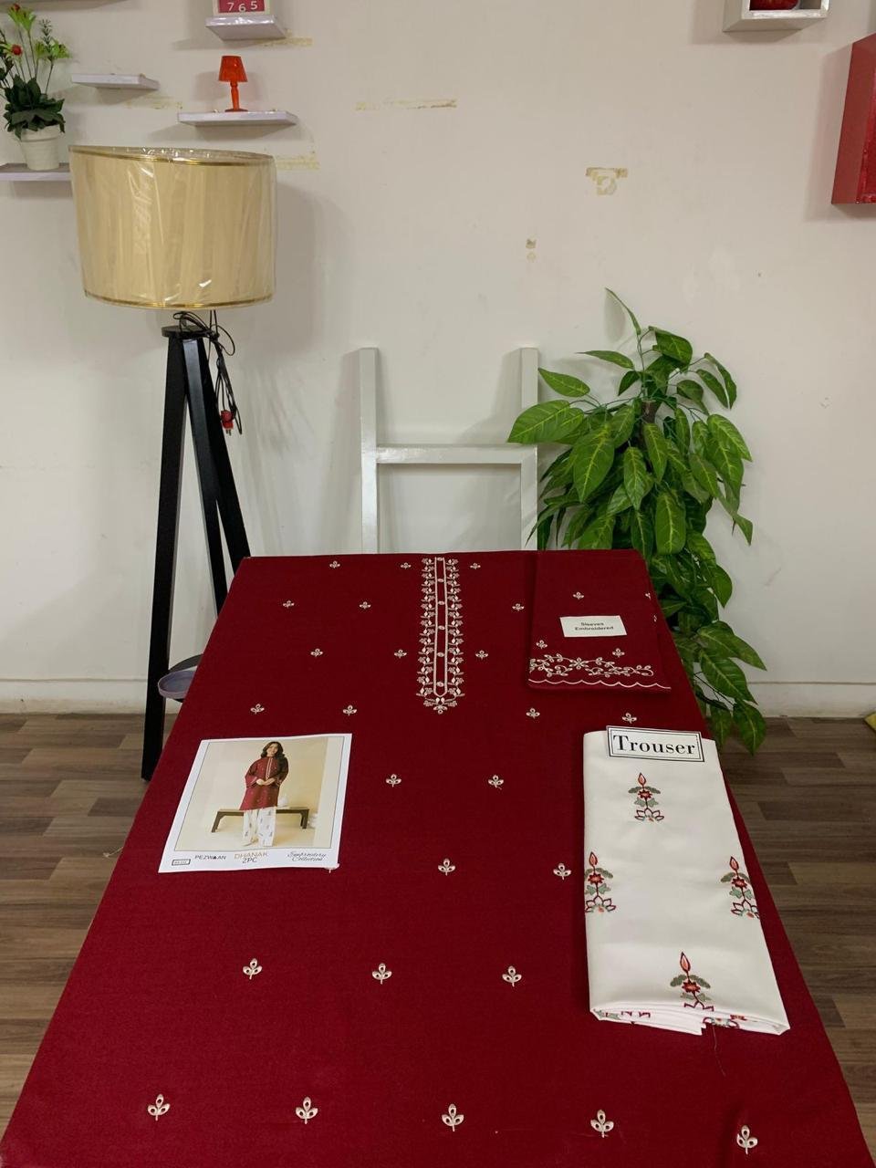 Dhanak* fabric Cuting 5.25 meter 2pc Embroidery collection