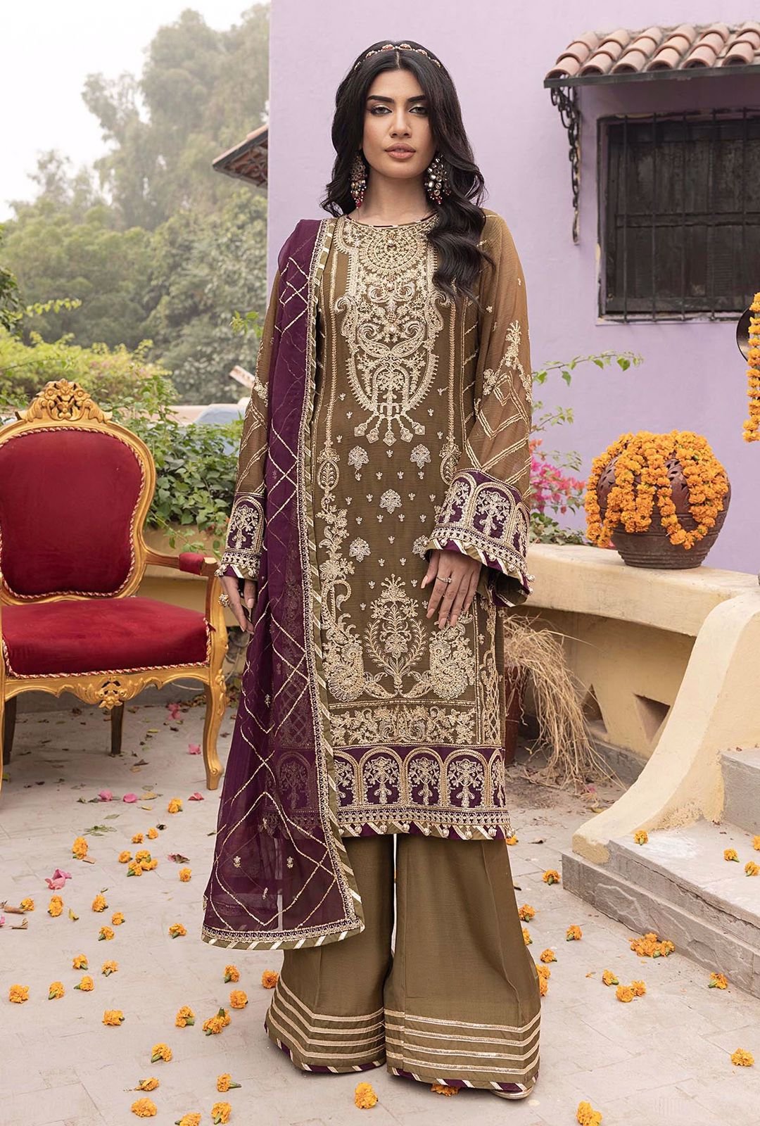 Ahmozi Presenting Adan Libas RANG-E-MEHFIL 012 Article Unstitched 03 piece suit