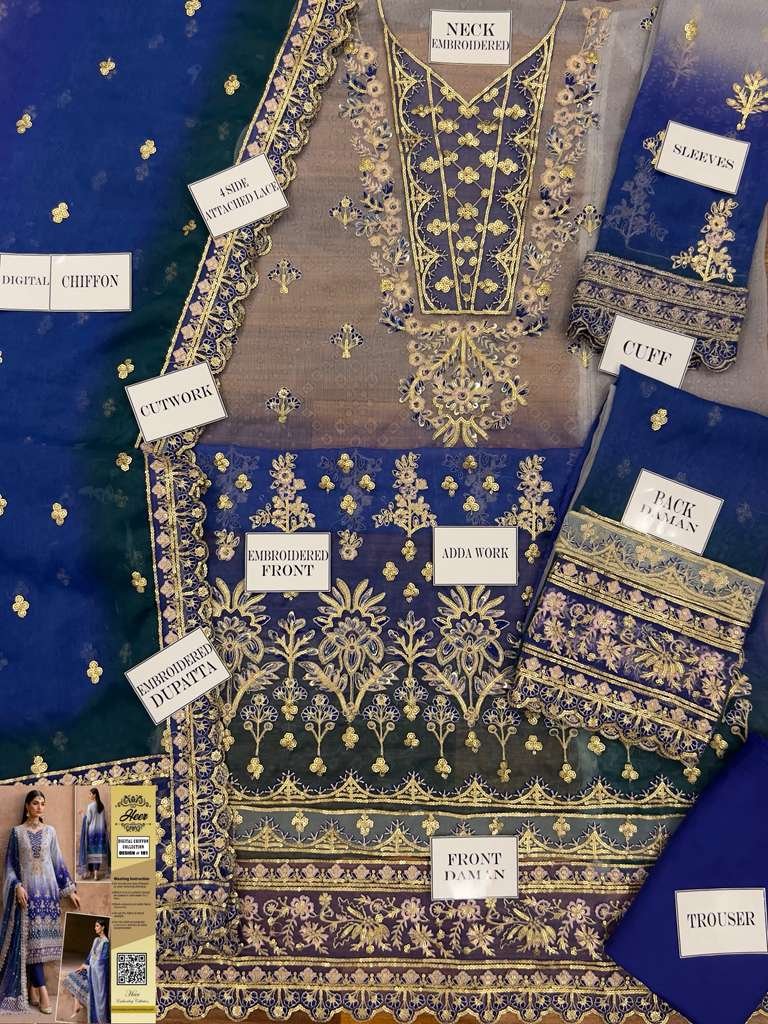 Front Digital Chunri Chiffon shirt Fully Sequence Embroidered & Fully Adda work