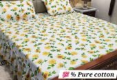 3 piece stiched 2 sided frill bedsheets*