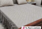 3 piece stiched 2 sided frill bedsheets*