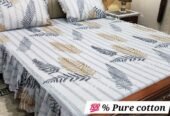 3 piece stiched 2 sided frill bedsheets*