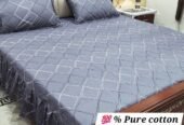 3 piece stiched 2 sided frill bedsheets*