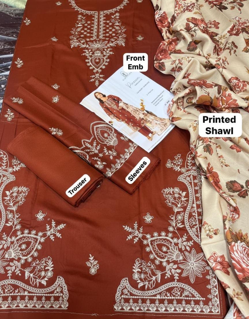 Sapphire Hit code Available on Dhanak with Pashmina wool shawl* *3 Pcs Suit*