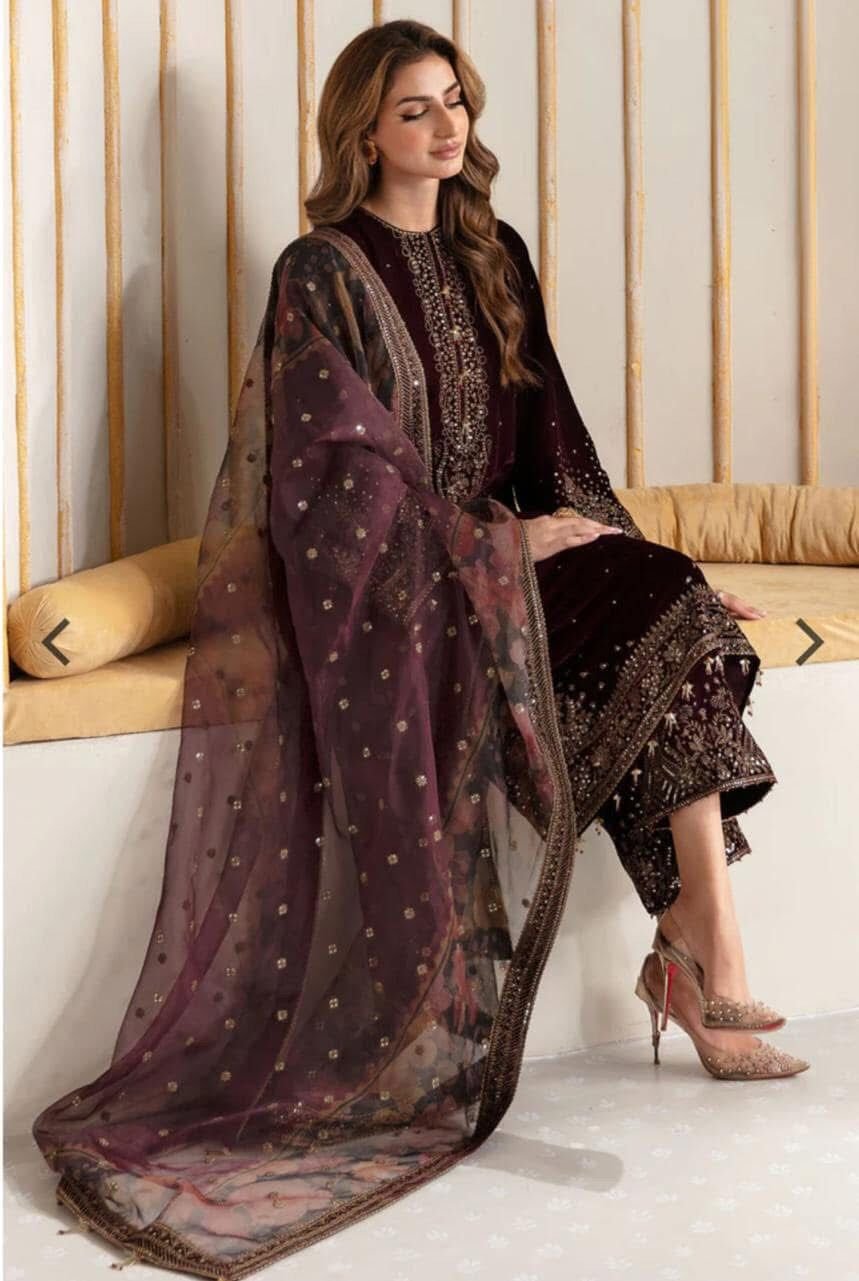 FABRIC* *Shirt* Velvet *Dupatta* Organza