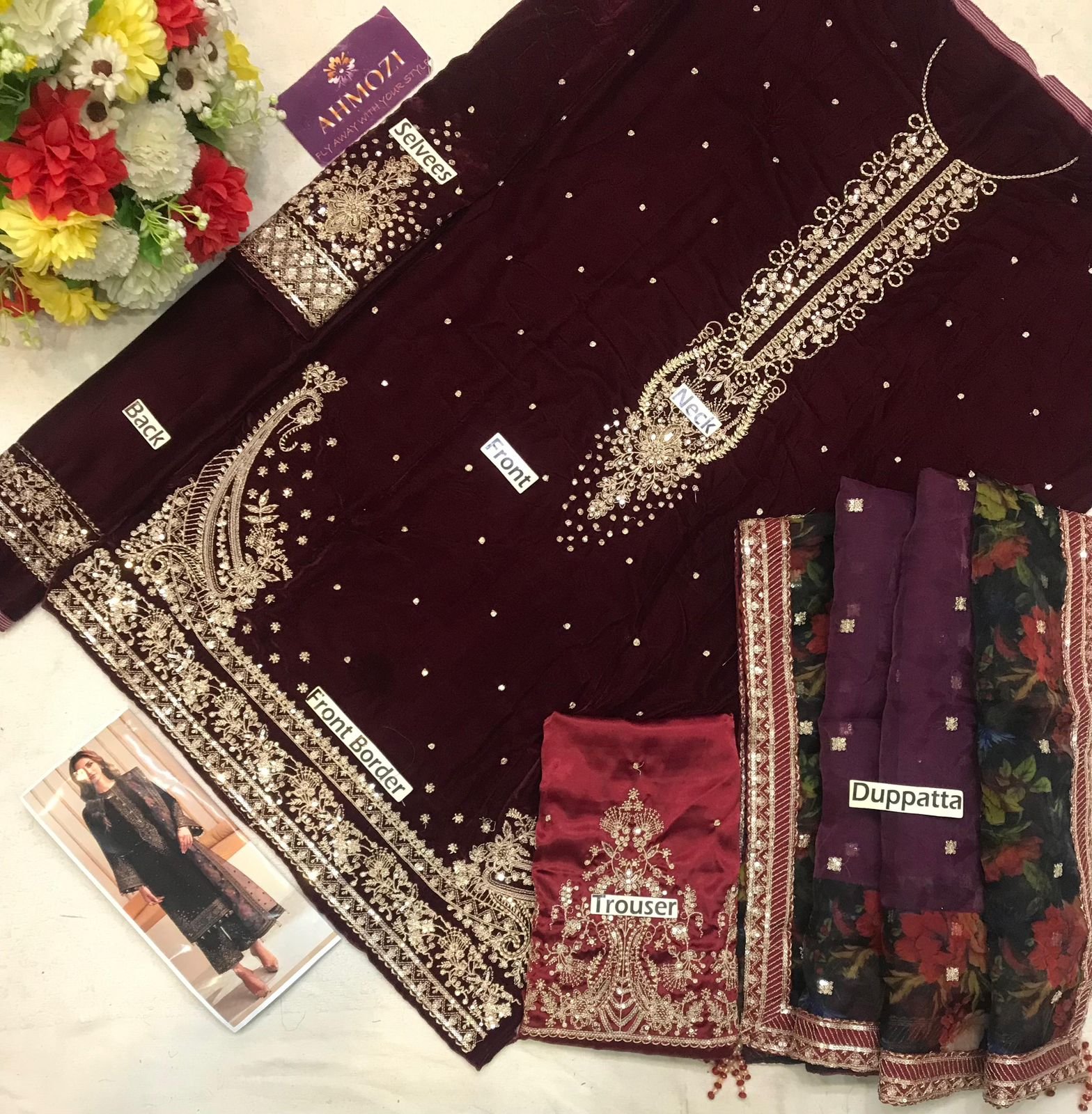 FABRIC* *Shirt* Velvet *Dupatta* Organza
