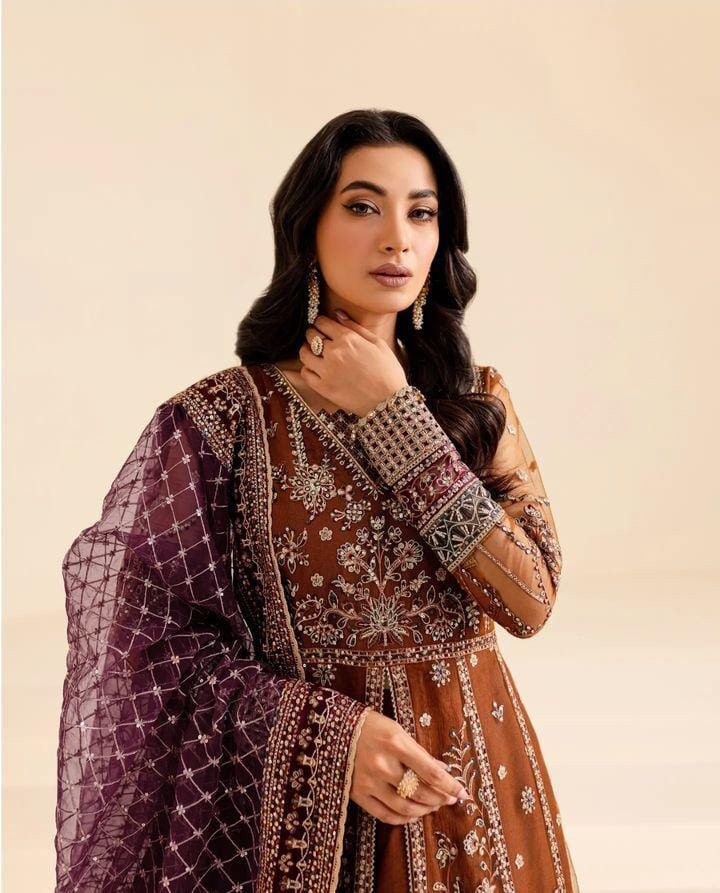 Fabric overview* Complete Net frock with Shamose Silk trouser