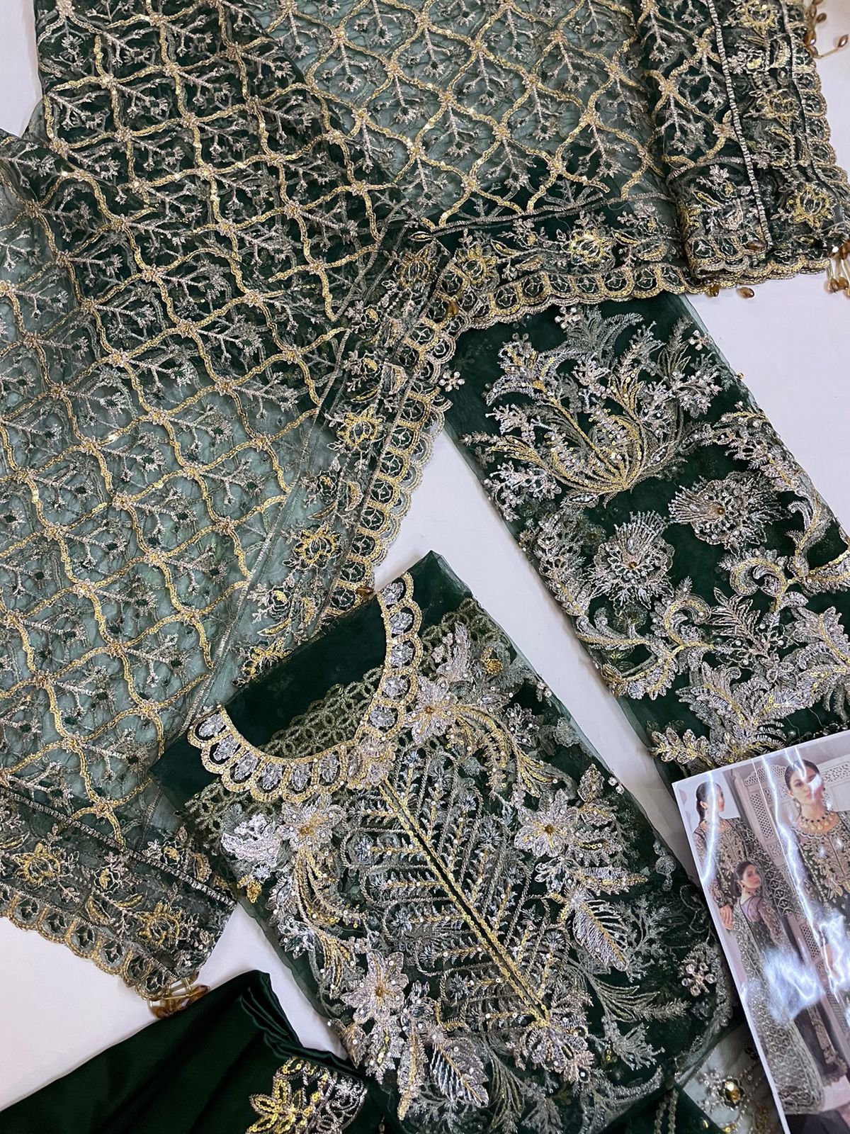 BRAND….*GULAAL* Unstitch Dress Fabric: Complete Net Suit With Silk Trouser