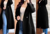Both Sided Pockets With Long Sleeves Kaaj Buttons Fleece Women Coat