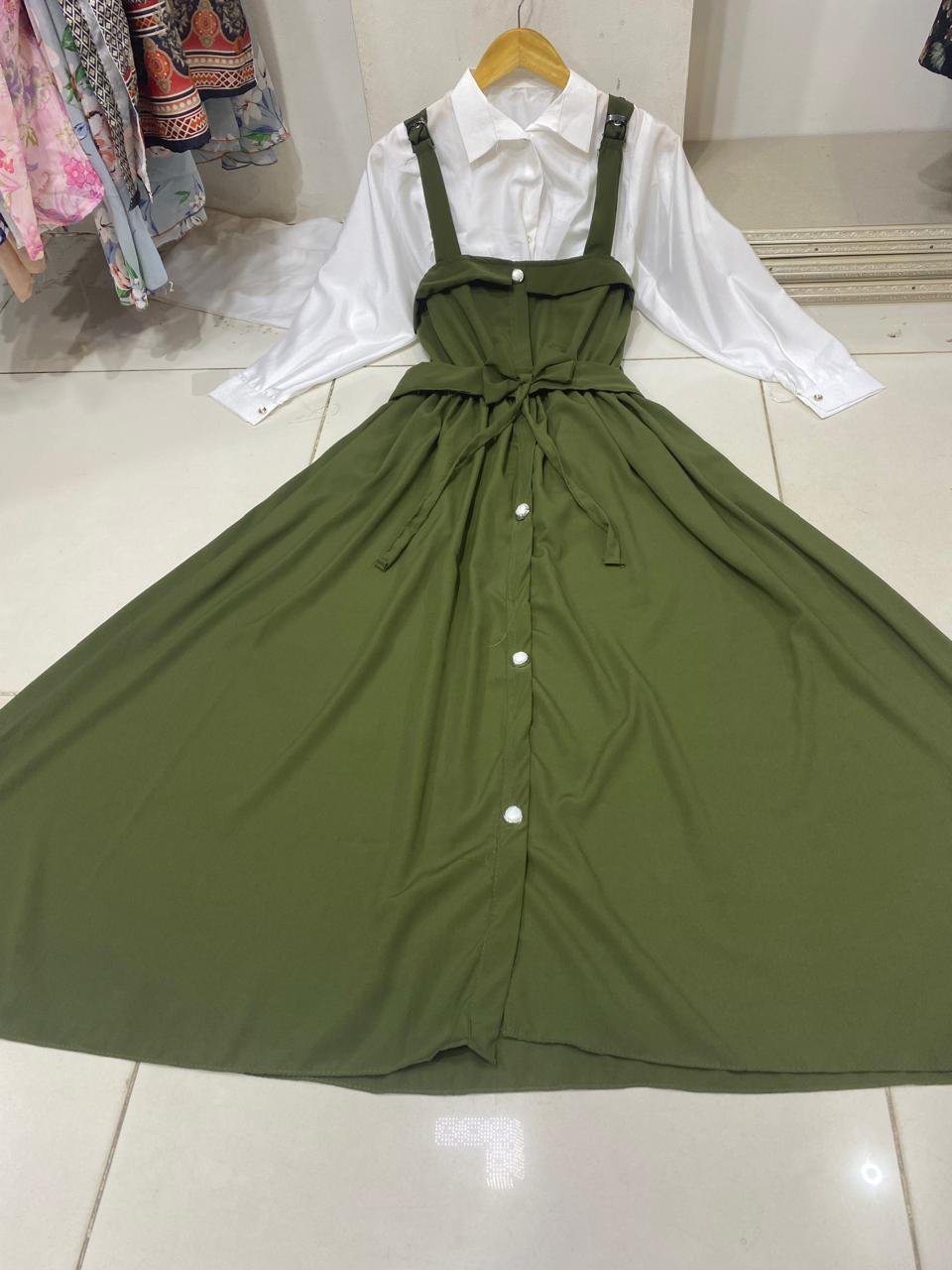 Imported plane Romper Maxi With Imported Plain Front open Shirt (white Color)