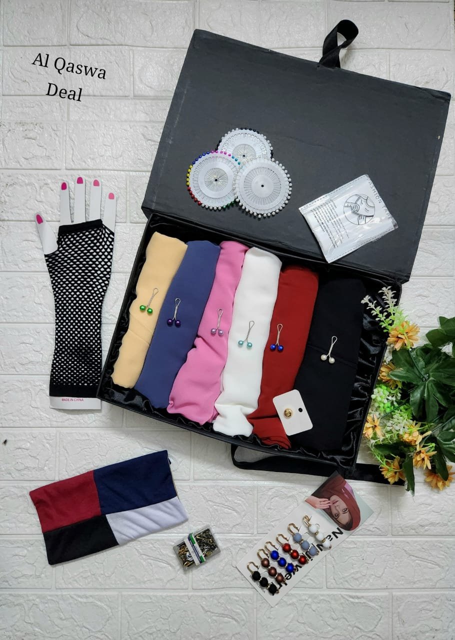 Article ✨️Stoler Deal for gifts ✨️ 6 pcs chiffon georget 36 pcs hijab tape pack 6 loop pin