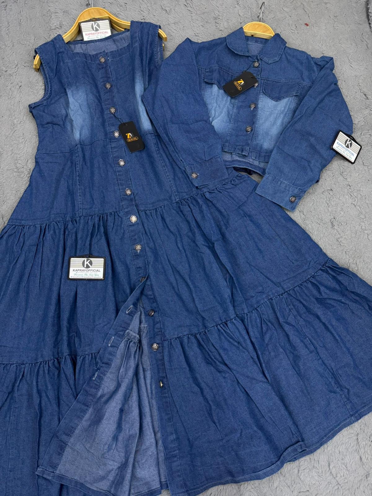 NEW ARRIVAL* Frock length: 50″ Denim jacket Maxi