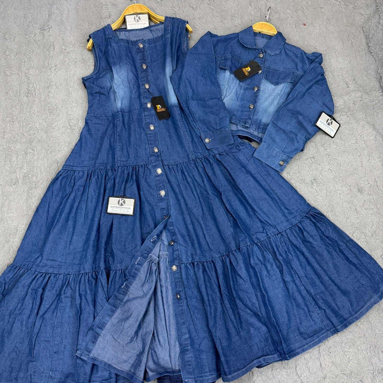 NEW ARRIVAL* Frock length: 50″ Denim jacket Maxi