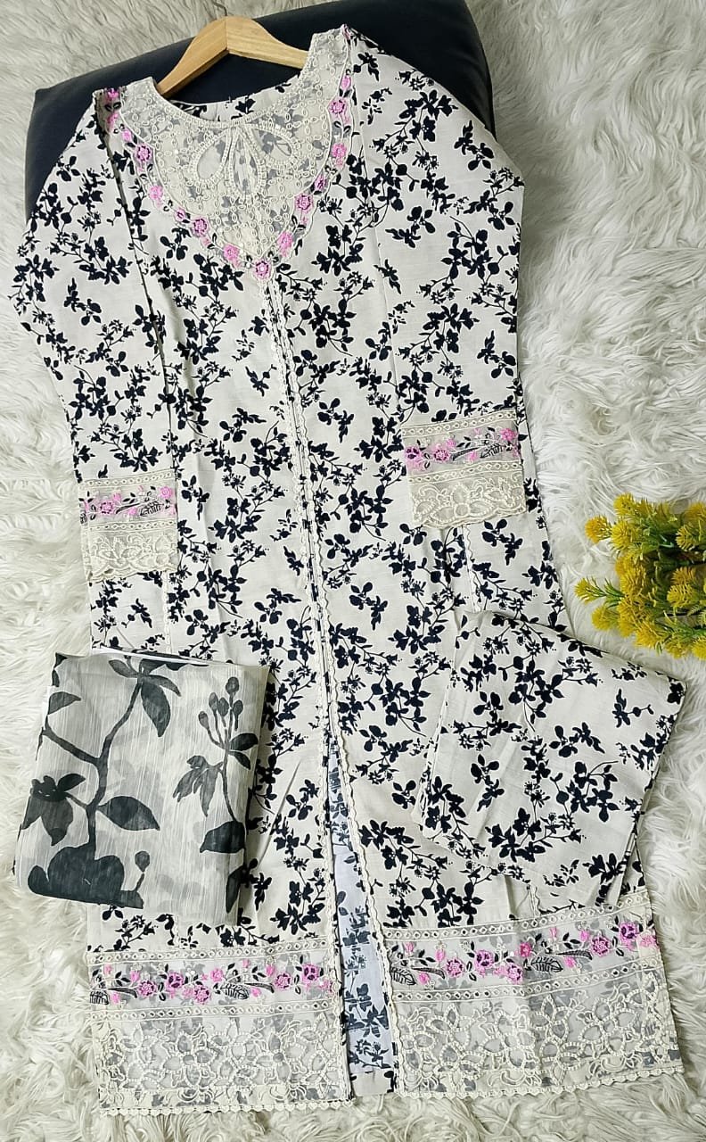 FULLY TRENDING LONG LENGTH ARTICLE KHADDAR PRINTED/ EMBROIDERY 3PC COLLECTION😇*