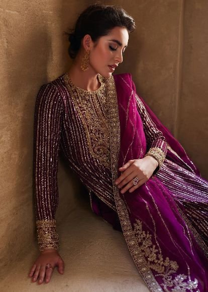 Ahmozi Presenting Azure Chiffon Embroidered Unstitched Collection