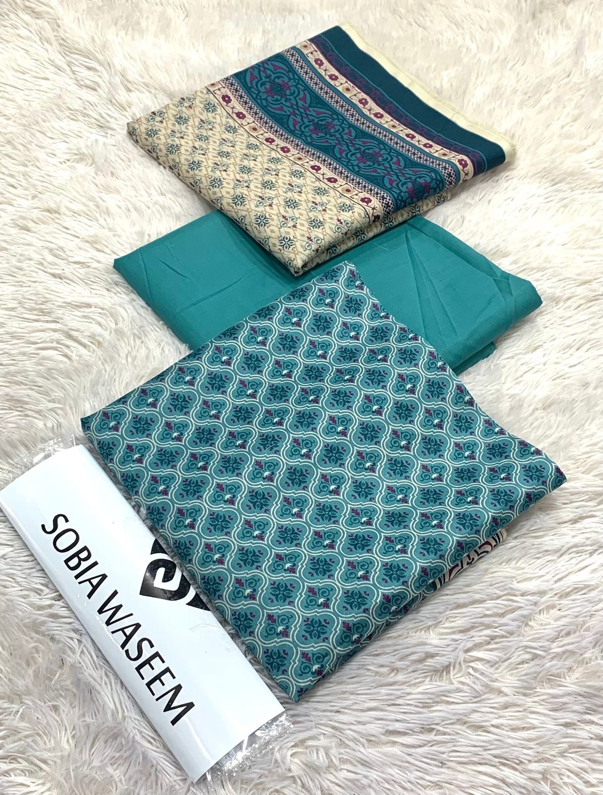 SOBIA WASEEM* *FABRIC LAWN* * PRINTED LAWN SHIRT * DYED TROUSER