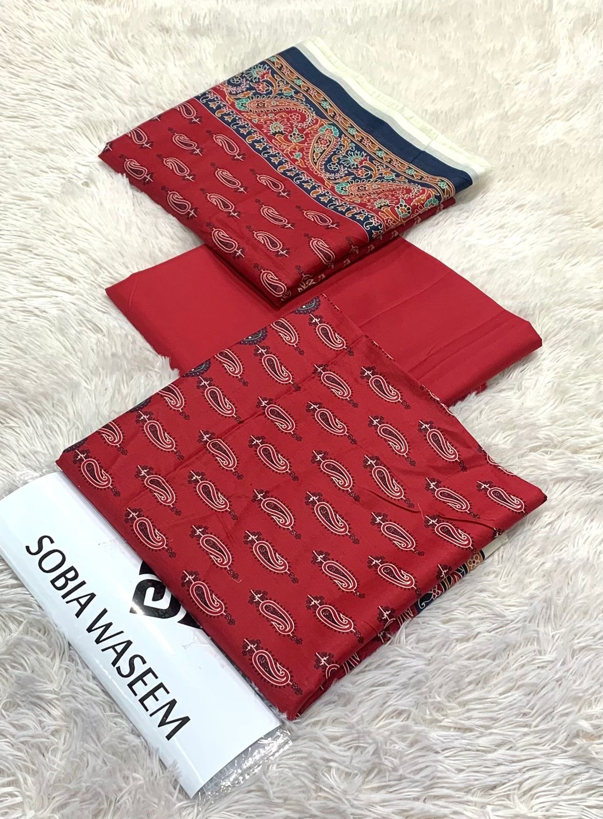 *FABRIC LAWN* * PRINTED LAWN SHIRT * DYED TROUSER * PRINTED LAWN DUPATTA