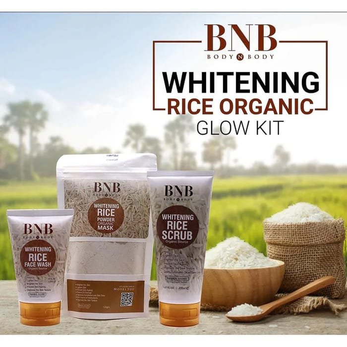 BNB-Rice Extract Brightening Skincare Kit | Face Wash, Scrub & Mask )
