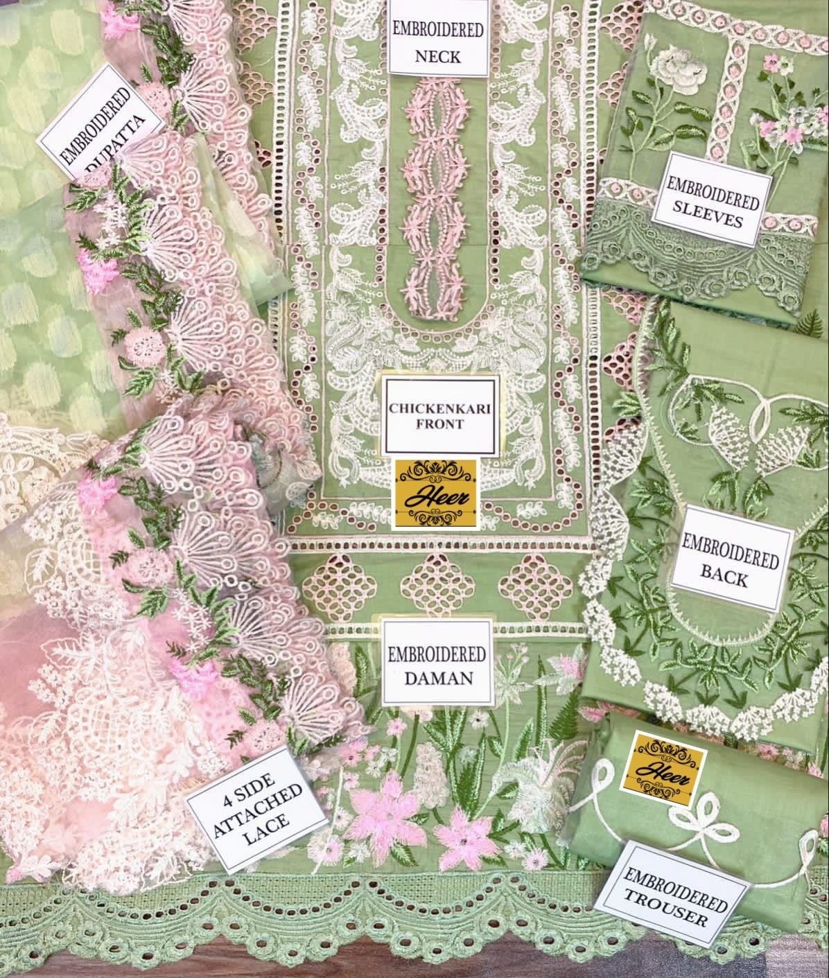 Front fully heavy Embroidered chicken Kari work