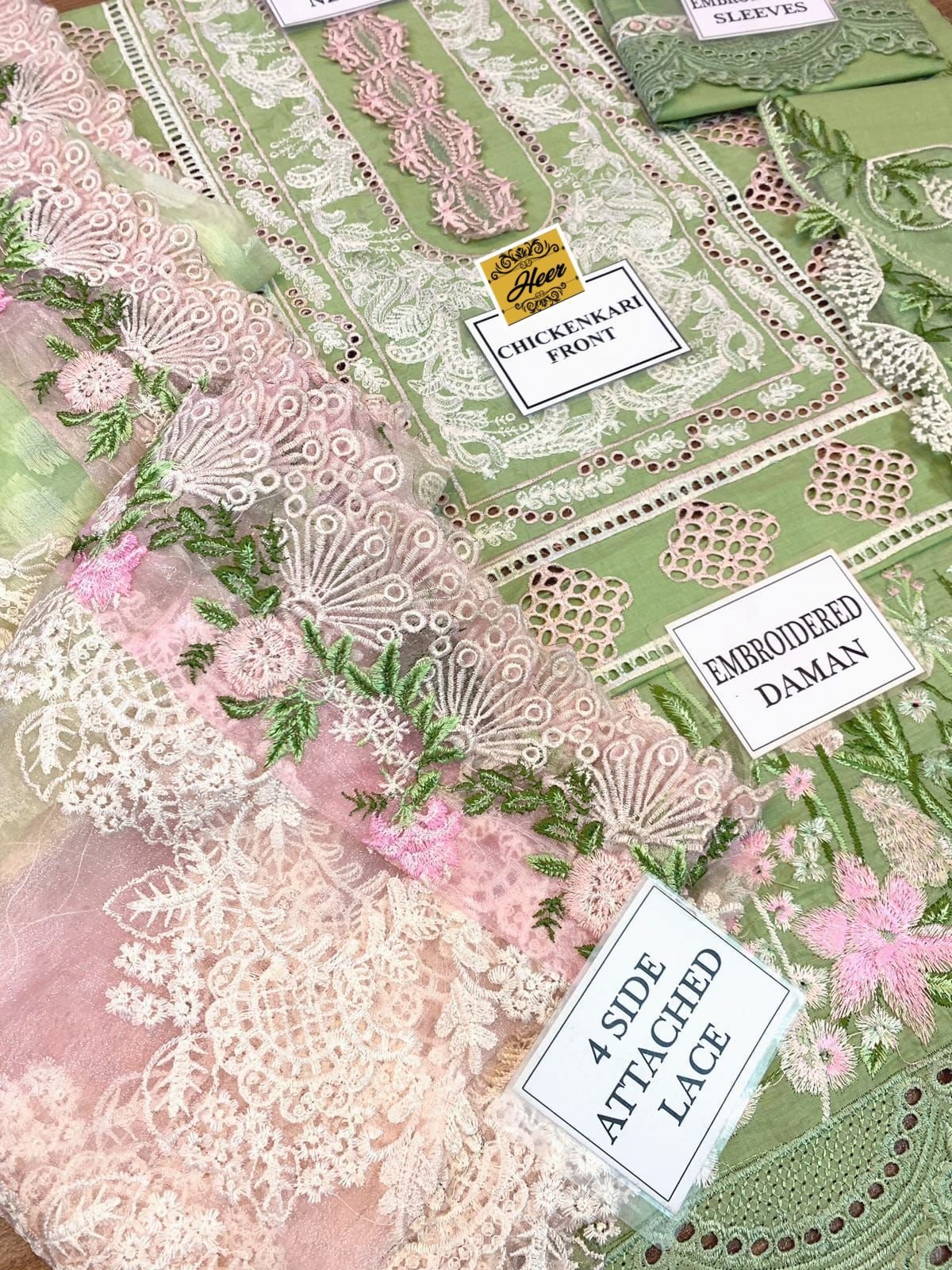 Front fully heavy Embroidered chicken Kari work