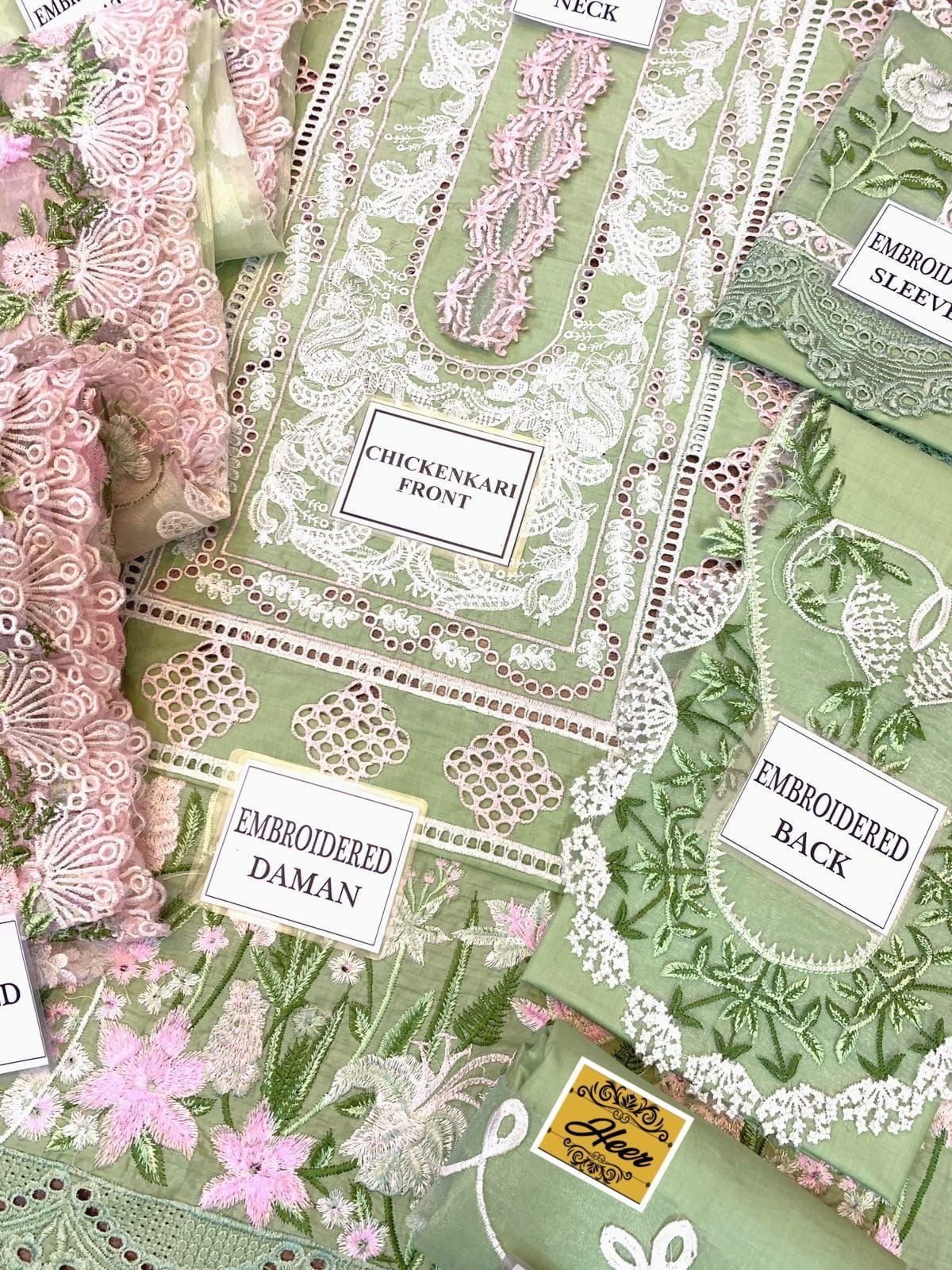 Front fully heavy Embroidered chicken Kari work