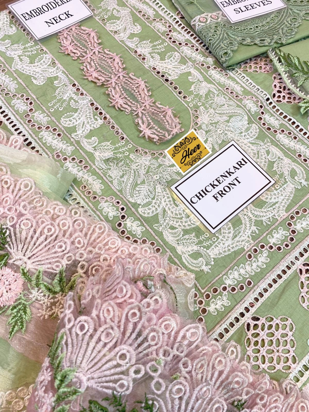 Front fully heavy Embroidered chicken Kari work