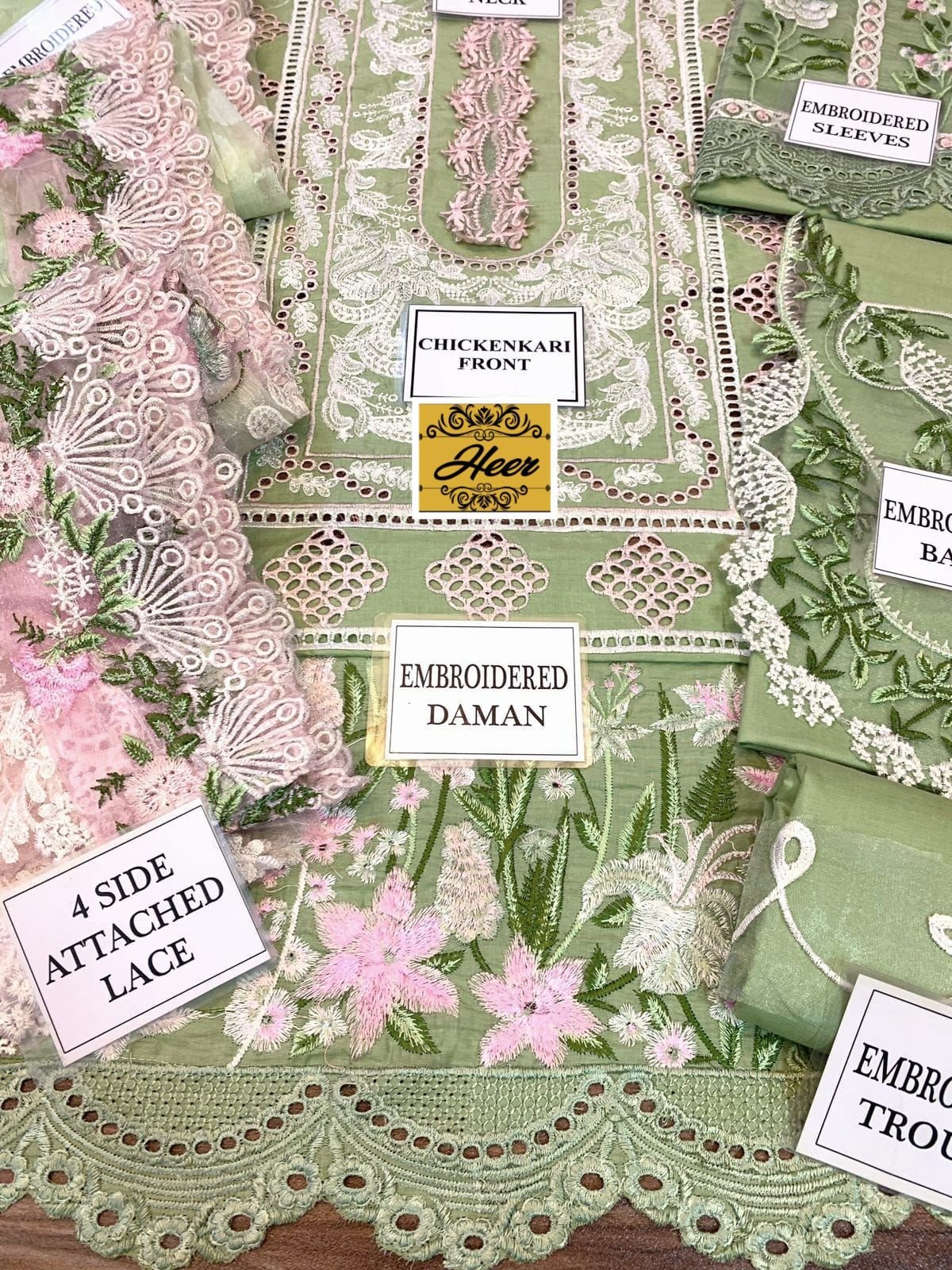 Front fully heavy Embroidered chicken Kari work