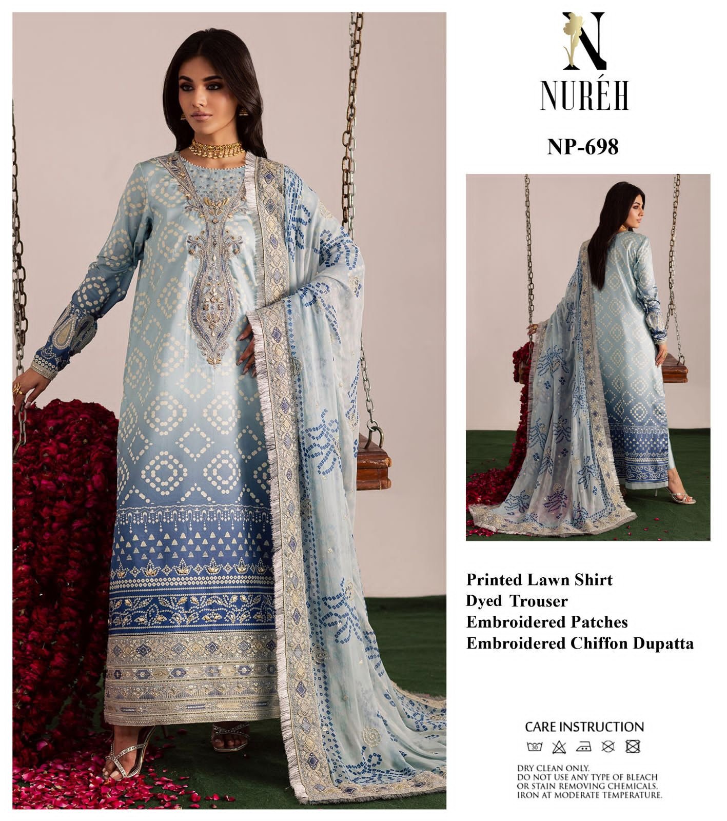 Printed Lawn Front Back & Sleeves