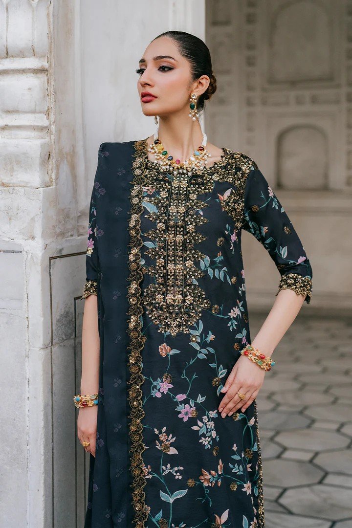 BRAND:IZNIK* *EMBROIDERED LAWN WITH DIGITAL PRINTED SILK DUPATTA*