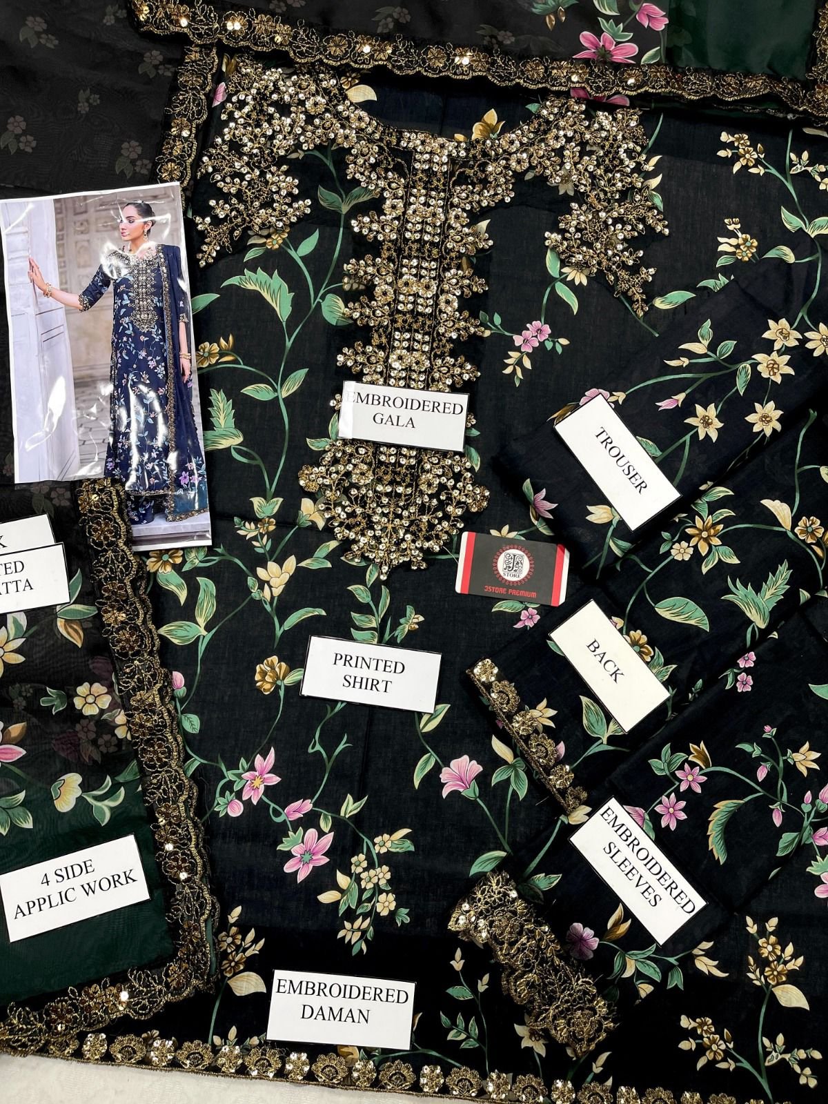 BRAND:IZNIK* *EMBROIDERED LAWN WITH DIGITAL PRINTED SILK DUPATTA*