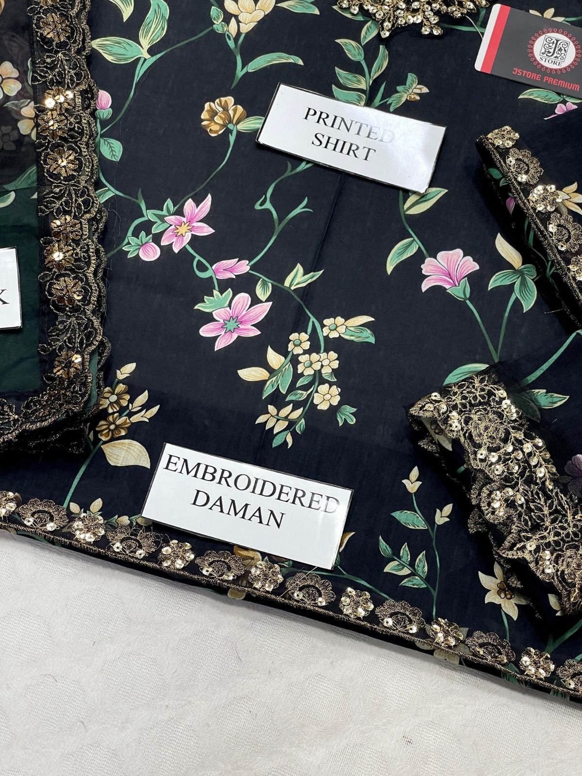 BRAND:IZNIK* *EMBROIDERED LAWN WITH DIGITAL PRINTED SILK DUPATTA*