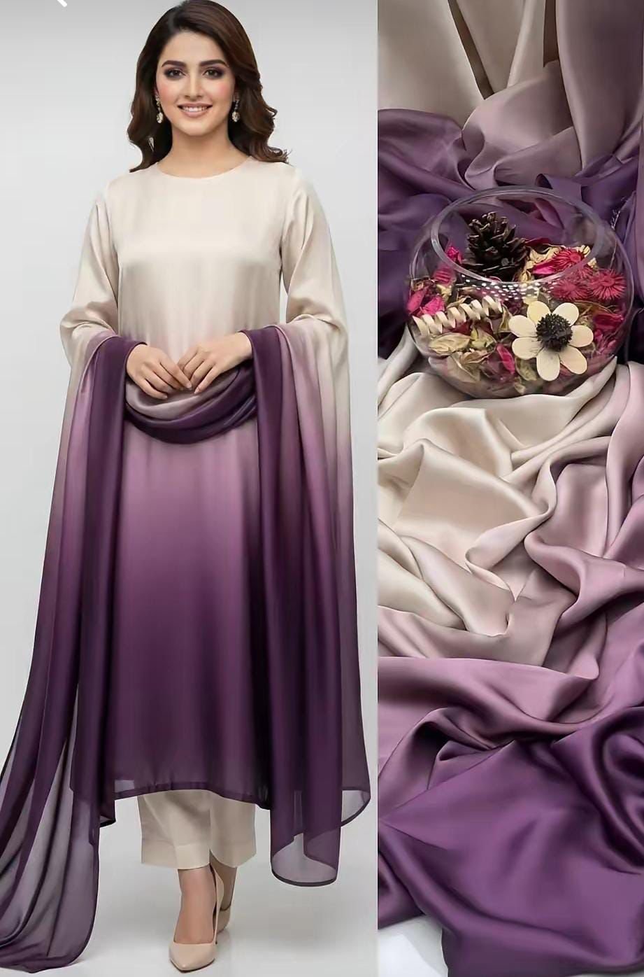 Tie N Die Digital printed 3pc Shamooz Silk Fabric detail