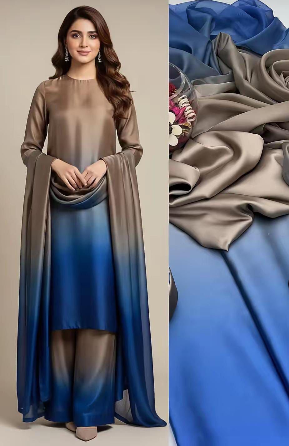 Tie N Die Digital printed 3pc Shamooz Silk Fabric detail