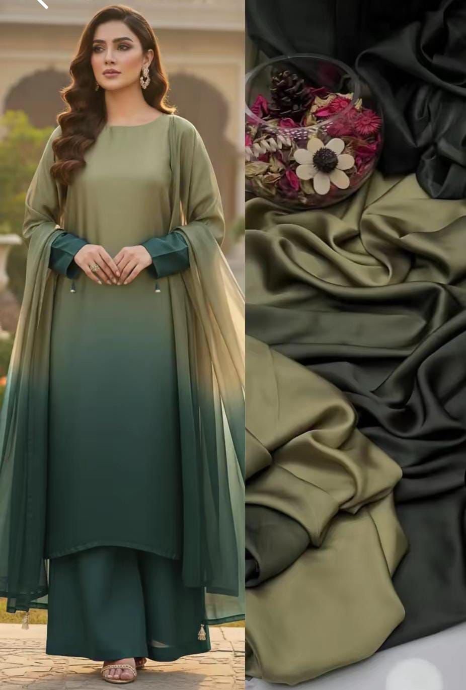 Tie N Die Digital printed 3pc Shamooz Silk Fabric detail